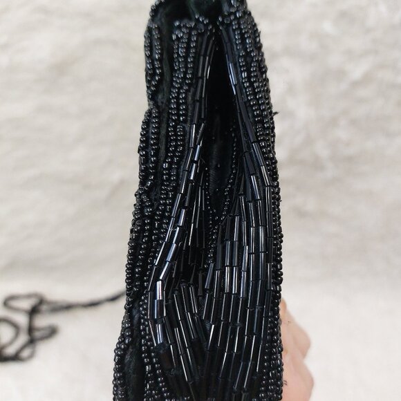 Handmade Embellished Black Full Beaded Crossbody Purse Bag - Picture 7 of 10